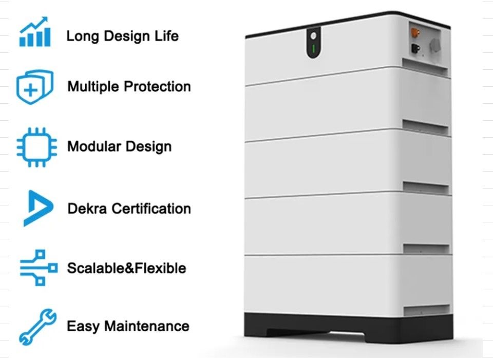 EU-Hochspannungstapelbare Solarstromspeicherbatterie 10kWh 15kWh 20kWh LiFePO4-Batterie für hybride Off-Grid Solarenergie