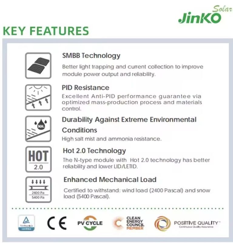 Jinko-Solarpanel 550 Watt 540w 545w 550w Einflächen-Solarpaneele